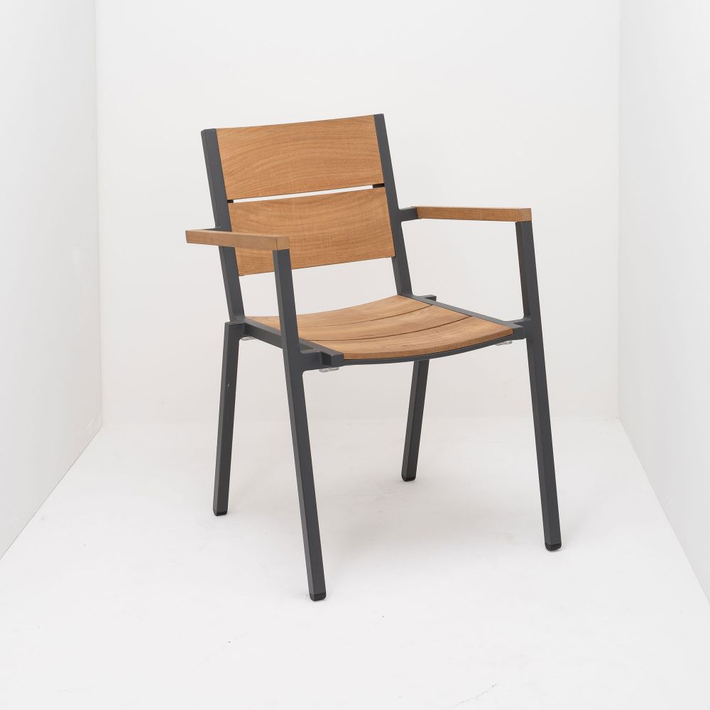 Sitzschale: Holz, Gestell: Aluminium, Gestell: pulverbeschichtet, Einsatzbereich: Wohnen, Einsatzbereich: Garten, Einsatzbereich: Restaurant, Einsatzbereich: Hotel, Weitere Eigenschaften: außentauglich, Weitere Eigenschaften: stapelbar