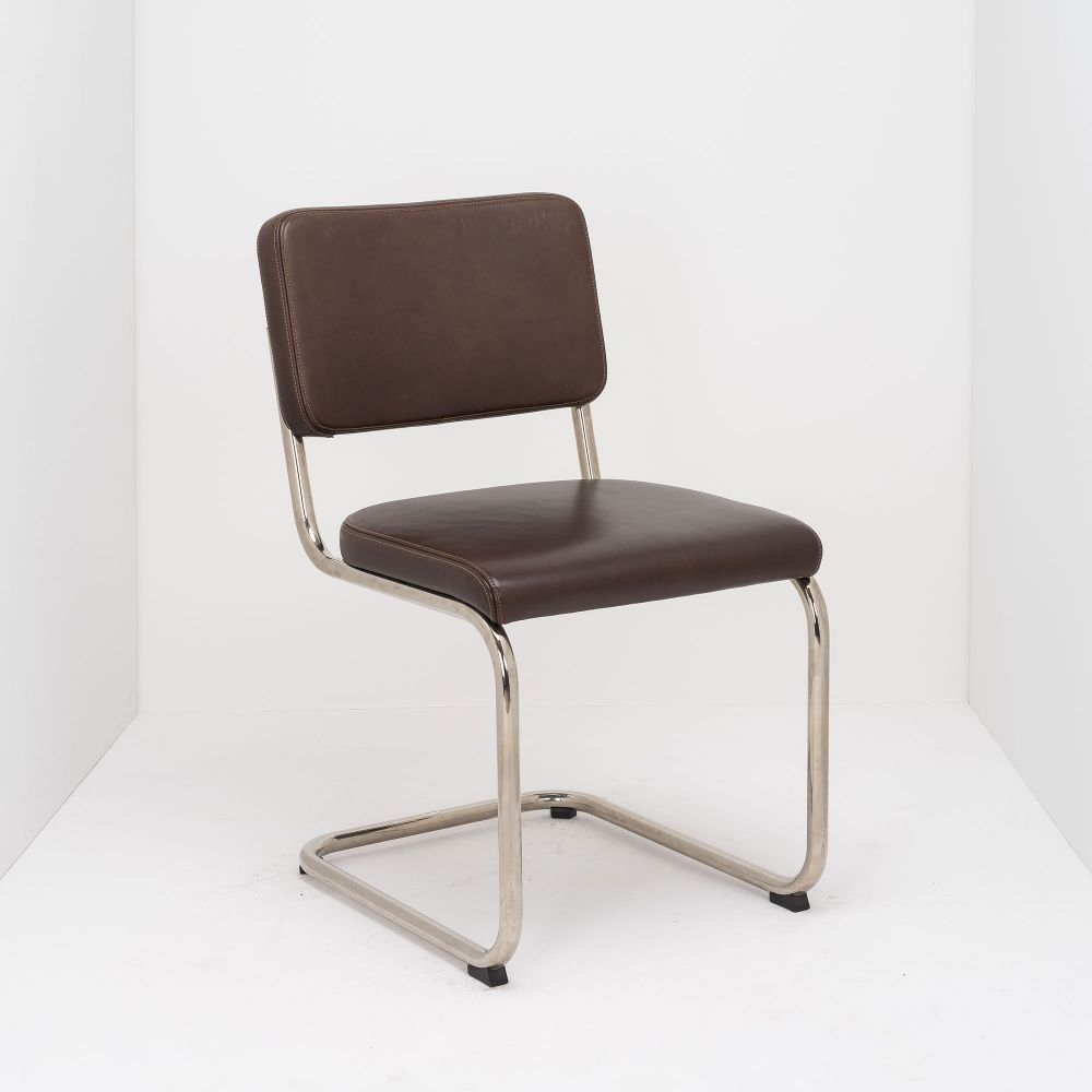 Sitzschale: Polster Leder, Gestell: Metall, Gestell: verchromt